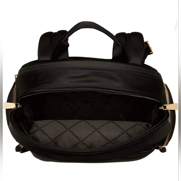 Michael Kors Black and Gold Nylon Backpack (NWOT) display picture 1